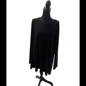 Women’s Black Tunic Top XXL Petite Sport Collection Long Sleeve Swing Blouse